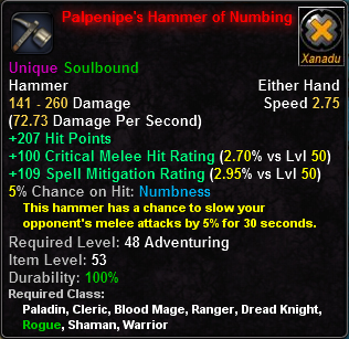 Palpenipe's Hammer of Numbing
