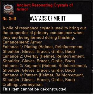 Ancient Resonating Crystals of Armor