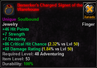 Berserker's Charged Signet of the Warehouse